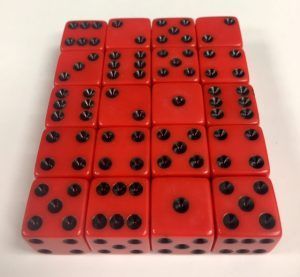 16mm Red w/Black Pips Square Corner Dice Set