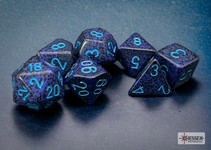 Speckled Cobalt Polyhedral 7-Dice Set 25307 - dice emporium