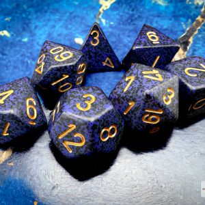 Speckled Golden Cobalt Polyhedral 7-Dice Set 25337 - dice emporium