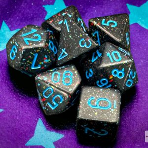 Speckled Blue Stars Polyhedral 7-Dice Set 25338 - dice emporium