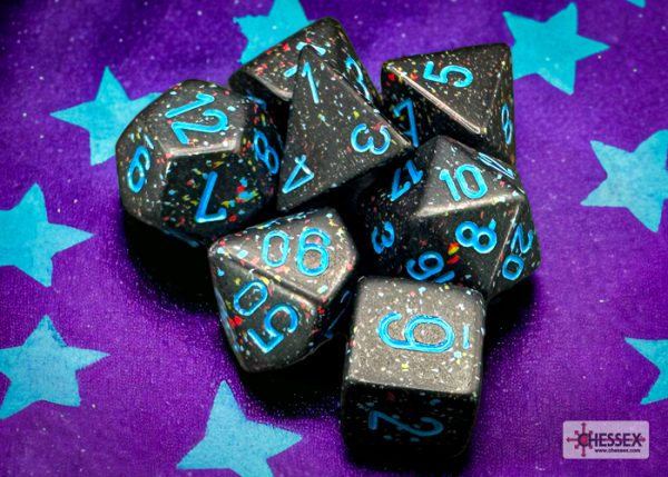 Speckled Blue Stars Polyhedral 7-Dice Set 25338 - dice emporium