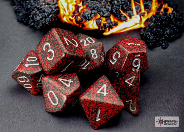 Speckled Silver Volcano Polyhedral 7-Dice Set 25344 - dice emporium