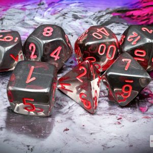 Translucent Smoke/red Polyhedral 7-Dice Set - dice emporium