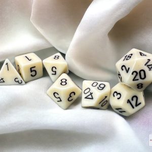 Opaque Ivory/black Polyhedral 7-Dice Set 25400 - dice emporium