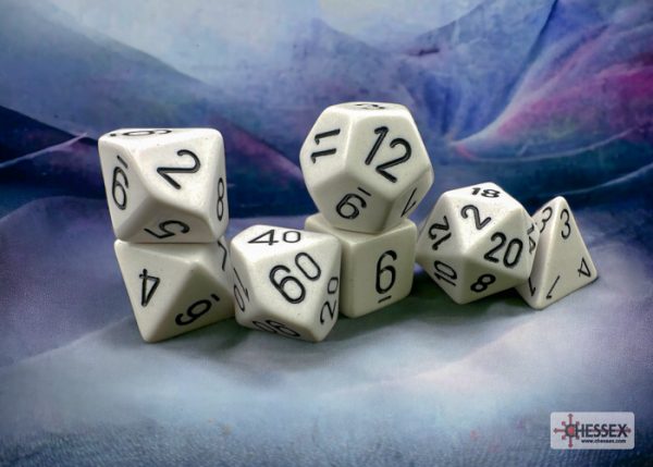 Opaque White/black Polyhedral 7-Dice Set 25401 - dice emporium