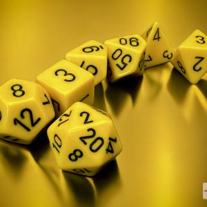 Opaque Yellow/black Polyhedral 7-Dice Set 25402 - dice emporium