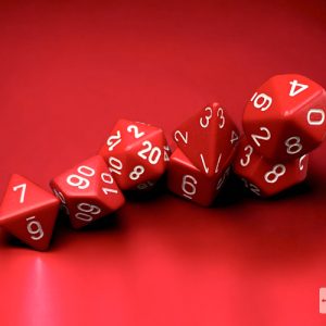 Opaque Red/white Polyhedral 7-Dice Set 25404 - dice emporium