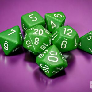 Opaque Green/white Polyhedral 7-Dice Set 25405 - dice emporium