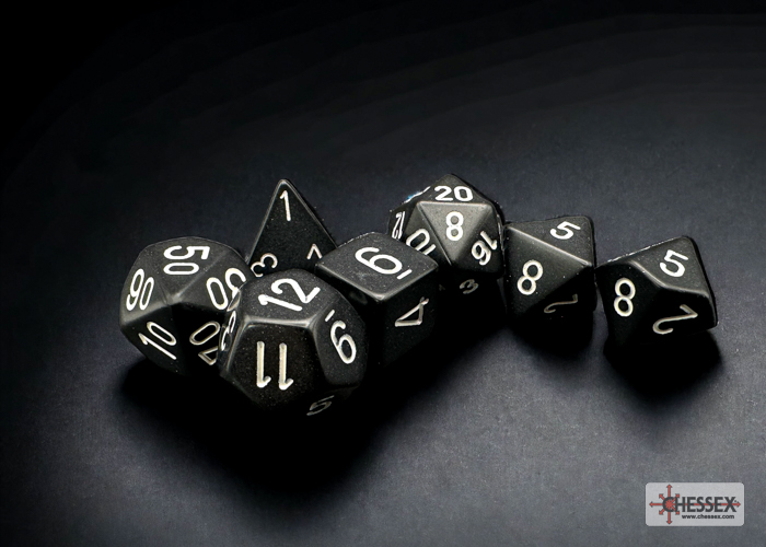 Opaque Black/white Polyhedral 7-Dice Set 25408 - dice emporium