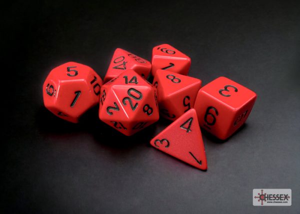 Opaque Red/black Polyhedral 7-Dice Set 25414 - dice emporium