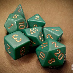 Opaque Dusty Green/copper Polyhedral 7-Dice Set 25415 - dice emporium