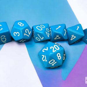 Opaque Light Blue/white Polyhedral 7-Dice Set 25416 - dice emporium