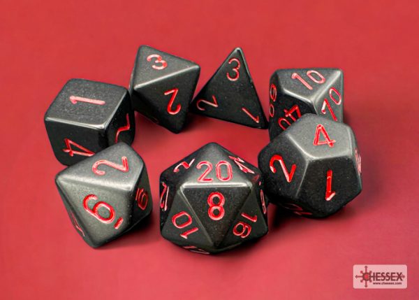 Opaque Black/red Polyhedral 7-Dice Set 25418 - dice emporium