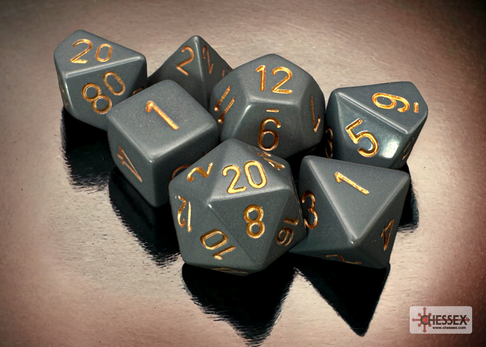 Opaque Dark Grey/copper Polyhedral 7-Dice Set 25420 - dice emporium