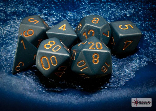 Opaque Dusty Blue/copper Polyhedral 7-Dice Set 25426 - dice emporium