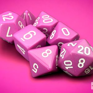 Opaque Light Purple/white Polyhedral 7-Dice Set 25427 - dice emporium