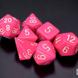 Opaque Pink/white Polyhedral 7-Dice Set 25444 - dice emporium