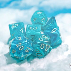 Cirrus Aqua/silver Polyhedral 7-Dice Set 27465 - dice emporium