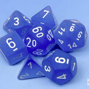 Frosted Blue/white Polyhedral 7-Dice Set 27406 - dice emporium