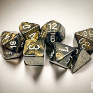 Leaf Black Gold/silver Polyhedral 7-Dice Set 27418 - dice emporium