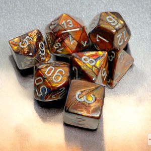 Lustrous Gold/silver Polyhedral 7-Dice Set 27493 - dice emporium