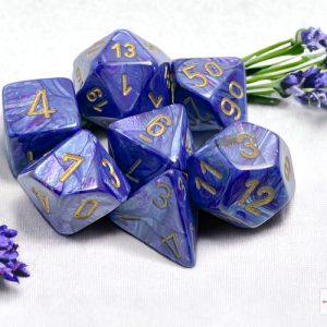 Lustrous Purple/gold Polyhedral 7-Dice Set 27497 - dice emporium