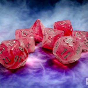 Ghostly Glow Pink/silver Polyhedral 7-Dice Set 27524 - dice emporium