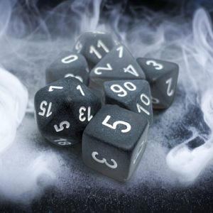 Frosted Polyhedral Smoke/white 7-Die Set LE431 - dice emporium