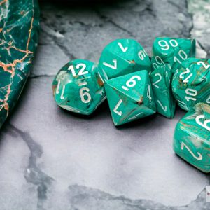 Marble Oxi-Copper/white Polyhedral 7-Dice Set 27403 - dice emporium