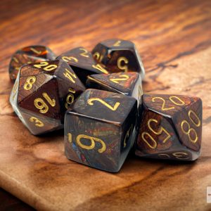 Scarab Blue Blood/gold Polyhedral 7-Dice Set 27419 - dice emporium