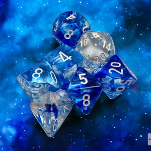 Nebula Dark Blue/white Polyhedral 7-Dice Set 27466 - dice emporium