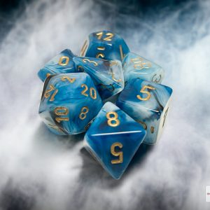 Phantom Teal/gold Polyhedral 7-Dice Set 27489 - dice emporium