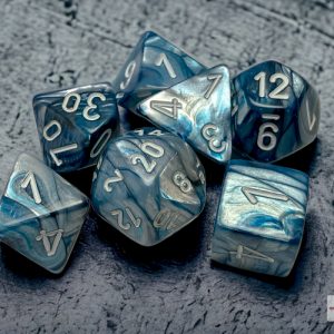 Lustrous Slate/white Polyhedral 7-Dice Set 27490 - dice emporium