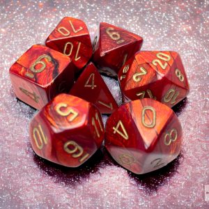 Scarab Scarlet/gold Polyhedral 7-Dice Set 27414 - dice emporium