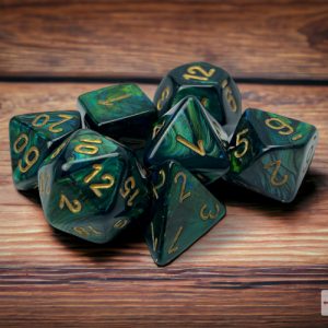 Scarab Jade/gold Polyhedral 7-Dice Set 27415 - dice emporium