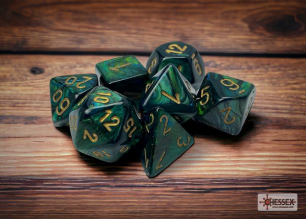 Scarab Jade/gold Polyhedral 7-Dice Set 27415 - dice emporium