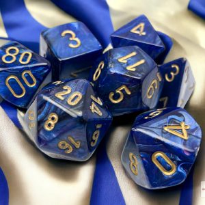 Scarab Royal Blue/gold Polyhedral 7-Dice Set 27427 - dice emporium