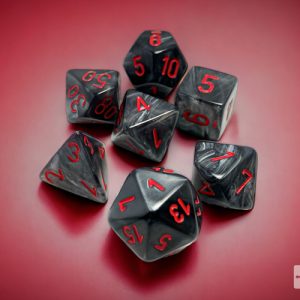 Velvet Black/red Polyhedral 7-Dice Set 27478 - dice emporium