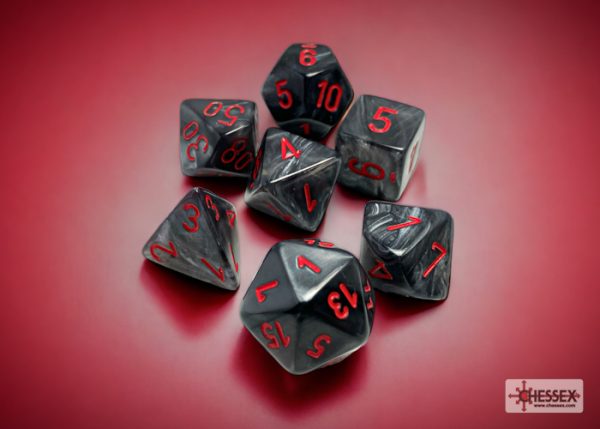 Velvet Black/red Polyhedral 7-Dice Set 27478 - dice emporium