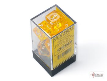 Translucent Yellow/white Polyhedral 7-Dice Set - dice emporium