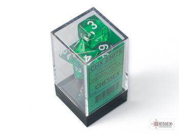 Translucent Green/white Polyhedral 7-Dice Set - dice emporium