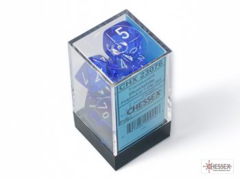 Translucent Blue/white Polyhedral 7-Dice Set - dice emporium