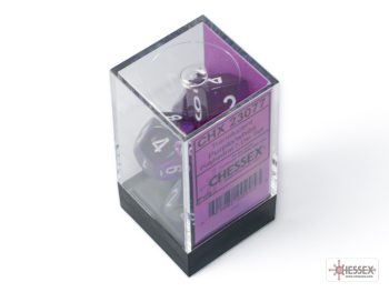 Translucent Purple/white Polyhedral 7-Dice Set - dice emporium