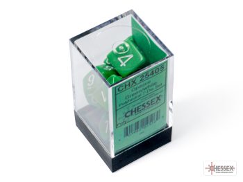 Opaque Green/white Polyhedral 7-Dice Set 25405 - dice emporium