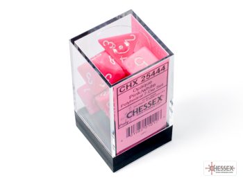 Opaque Pink/white Polyhedral 7-Dice Set 25444 - dice emporium