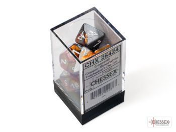 Gemini Copper-Steel/white Polyhedral 7-Dice Set 26424 - dice emporium