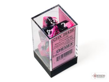 Gemini Mini-hedral Black-Pink/white 7-Die Set 20630 - Dice Emporium