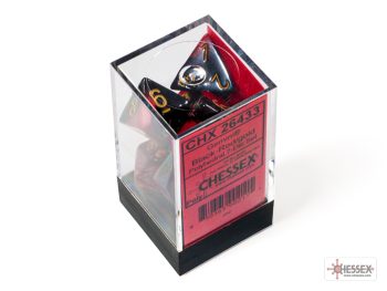 Gemini Mini-hedral Black-Red/gold 7-Die Set 20633 - Dice Emporium