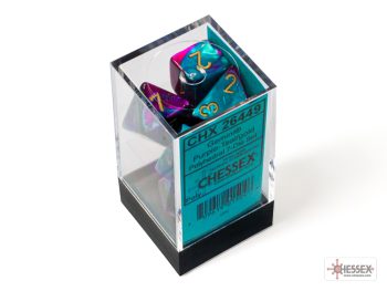 Gemini Purple-Teal/gold Polyhedral 7-Dice Set 26449 - dice emporium