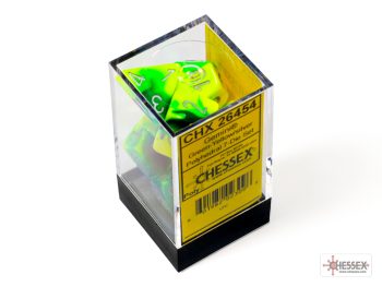 Gemini Green-Yellow/silver Polyhedral 7-Dice Set 26454 - dice emporium